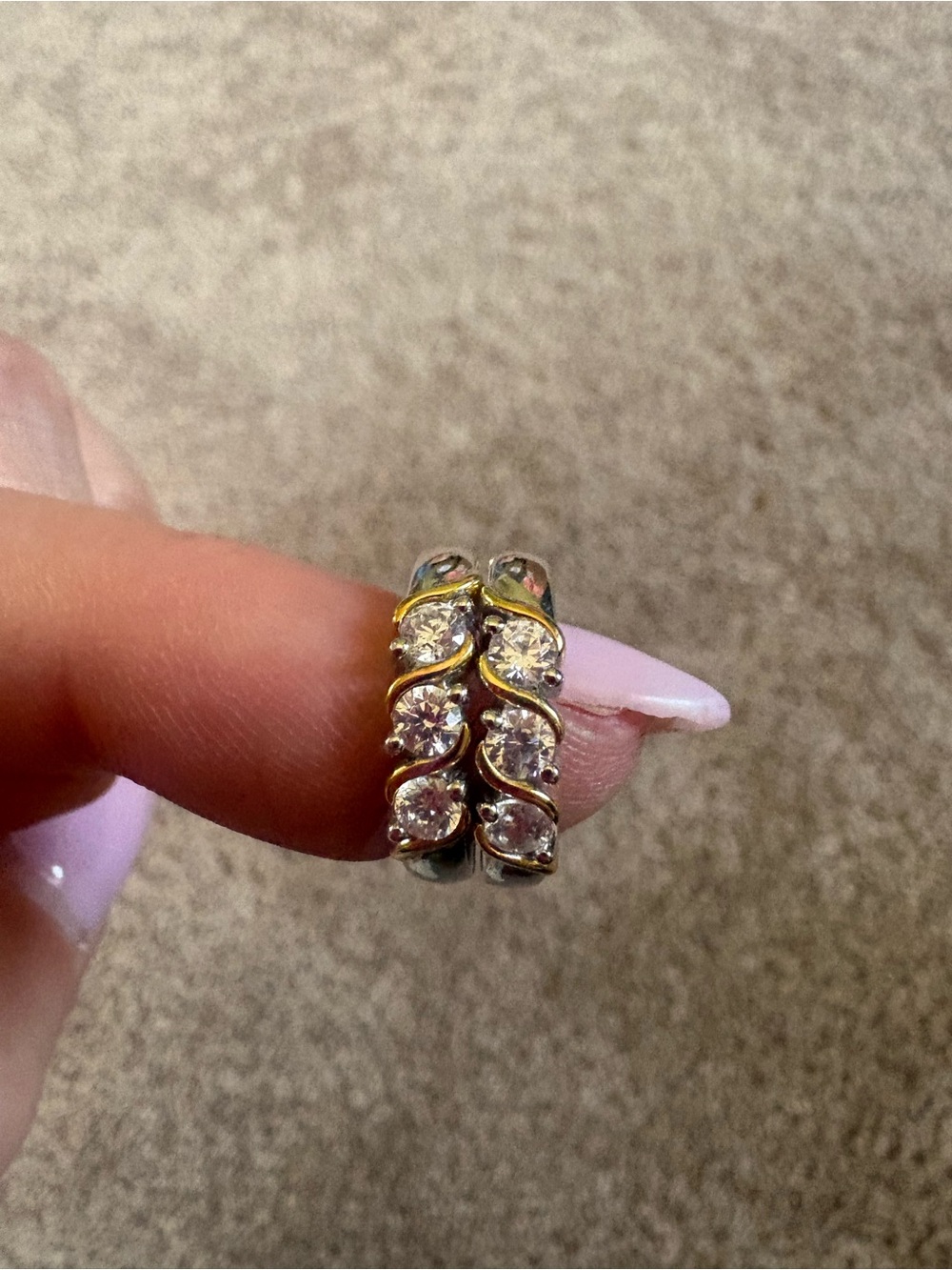Diamonique Two-Tone Gold and Silver Crystal earring Set